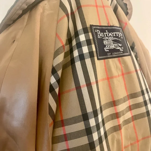 Vintage Burberry Men's Double Breasted OLIVE Green Trench Coat - Picture 7 of 10